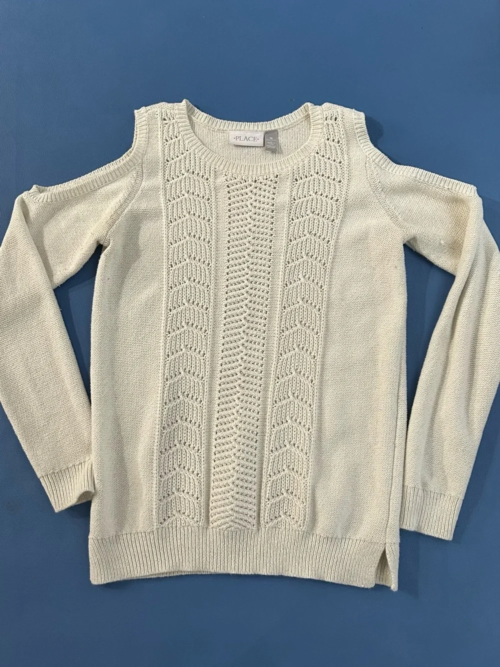 The Children's Place White Cold-Shoulder Cable Knit Sweater